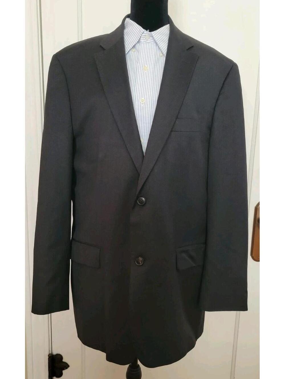 Hugo Boss Blazer Mens 46L Super 100 Black Wool Sport Coat Jacket